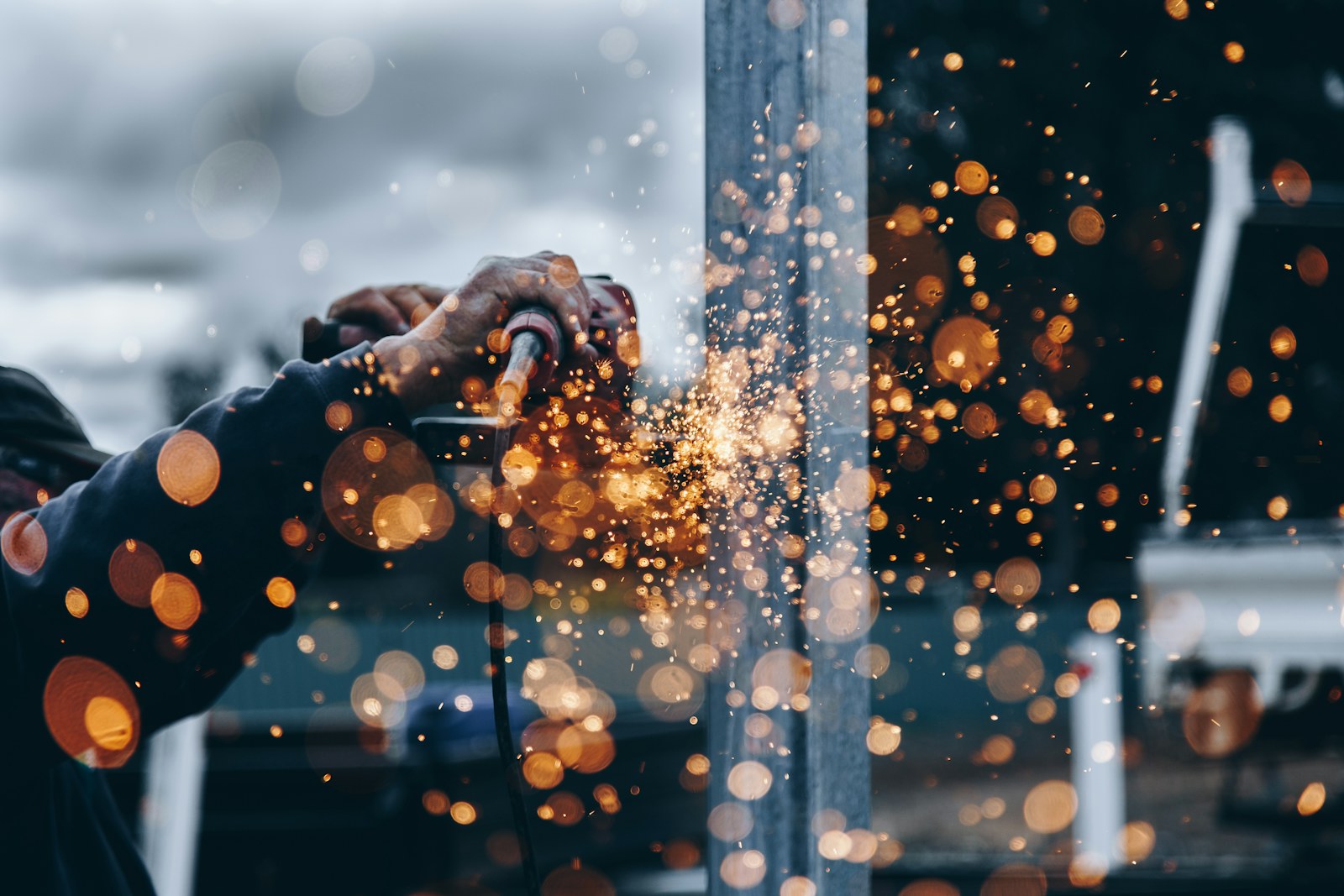 Skilled trades professional operating industrial equipment